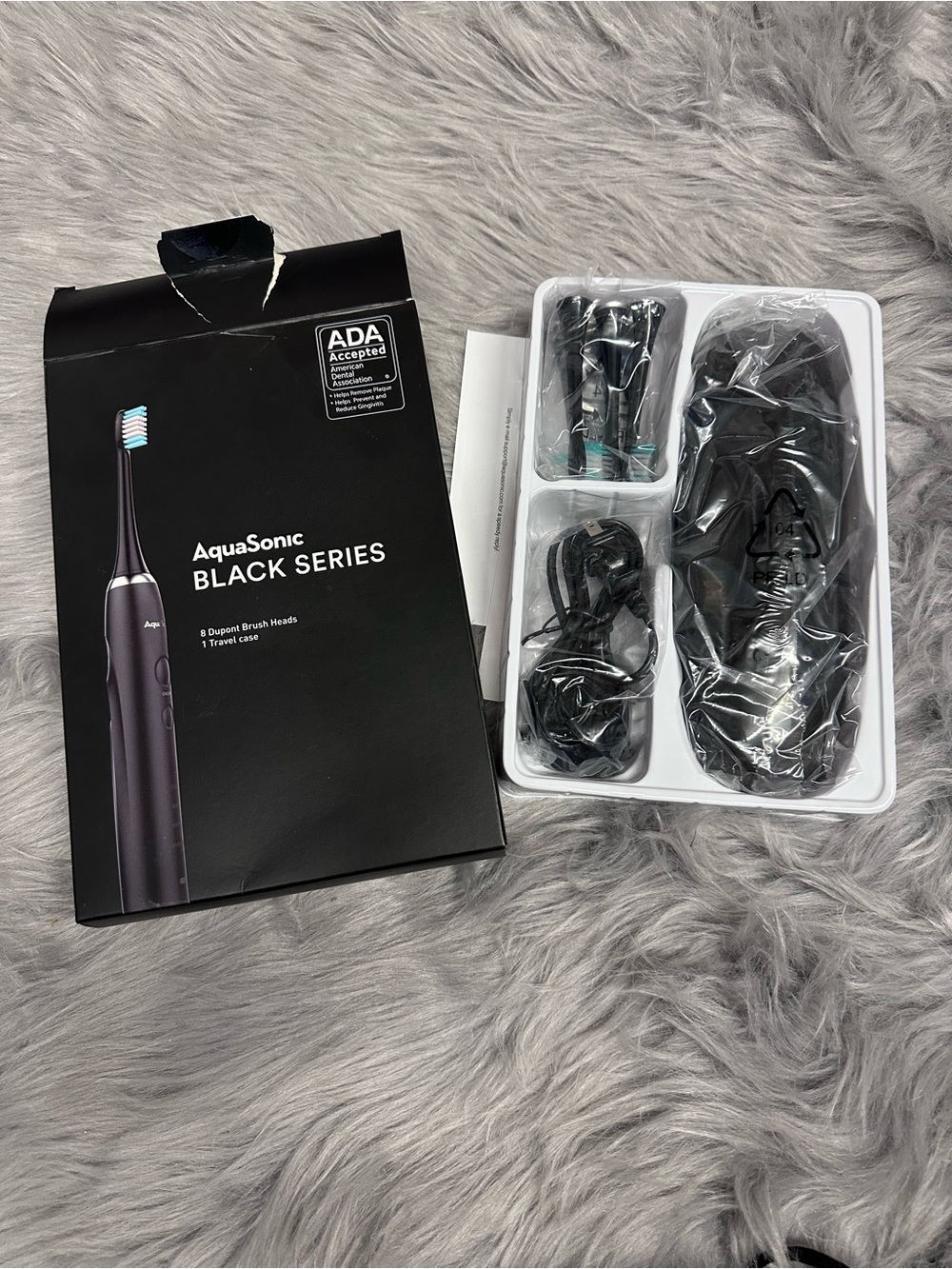 AquaSonic~BLACK SERIES~Electric Toothbrush~w/ 8 Brush Heads & Travel Case~NEW~OB
